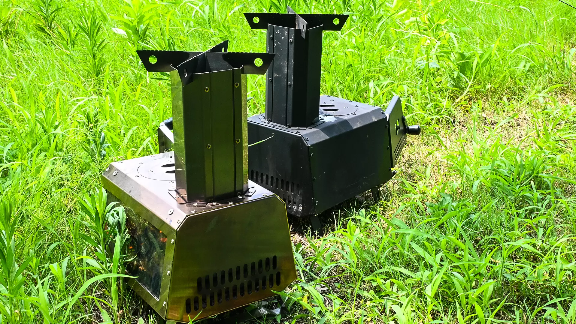 Houtkachel voor op de camping