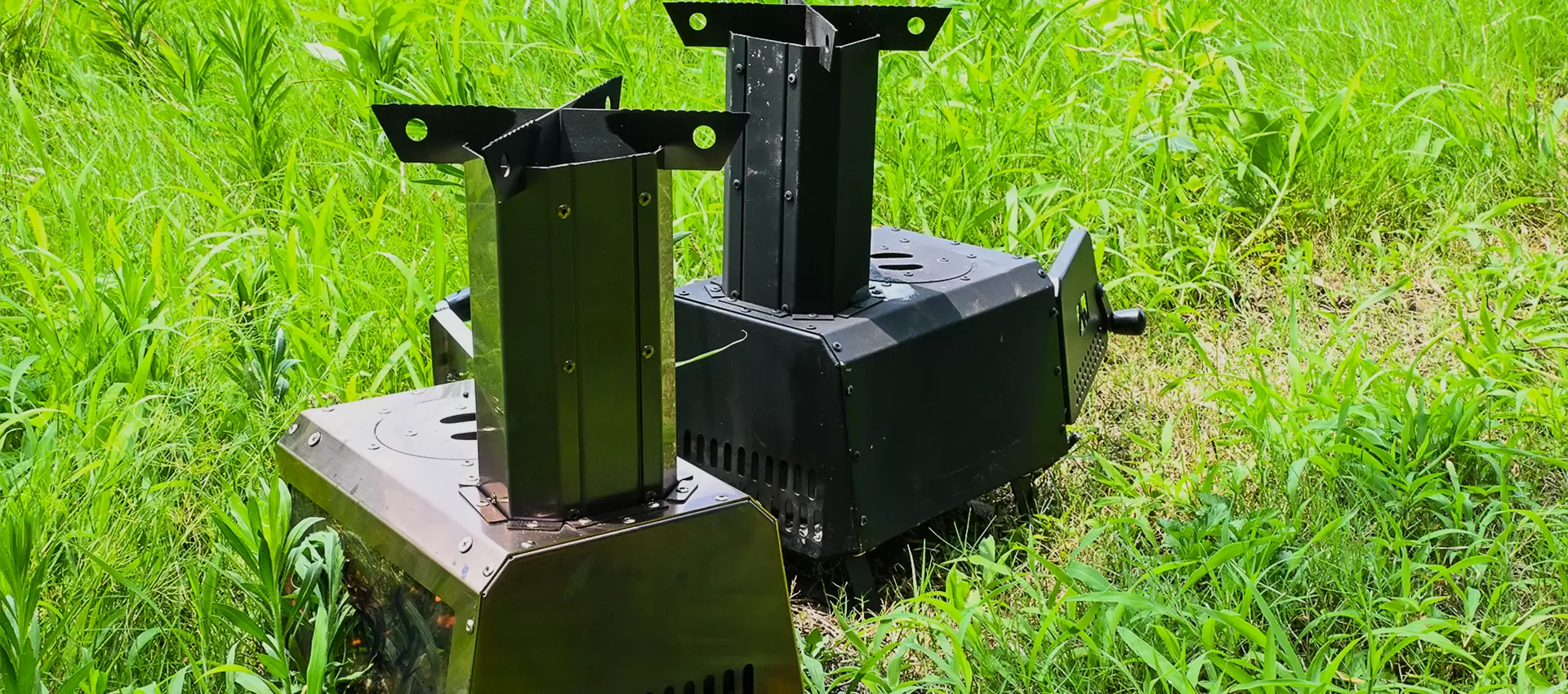 Houtkachel voor op de camping