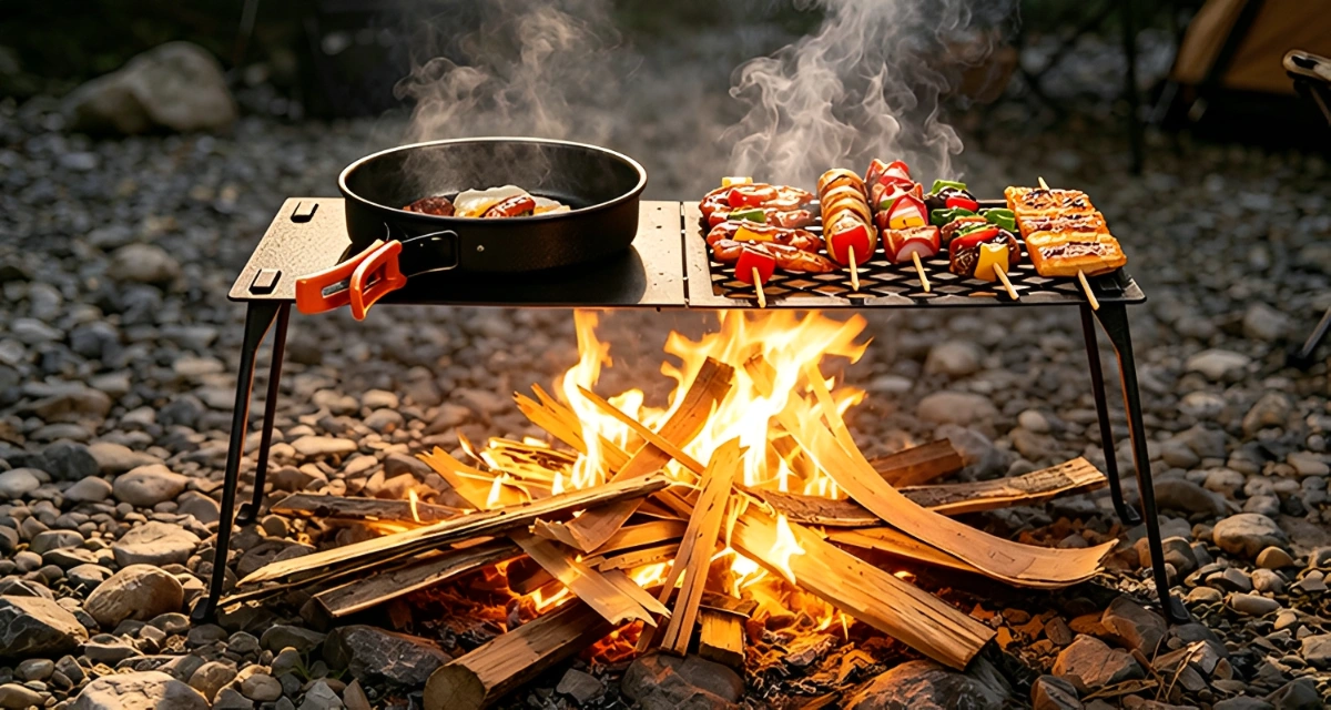 Multifunctionele draagbare kampvuurgrill Multifunctionele draagbare kampvuurgrill