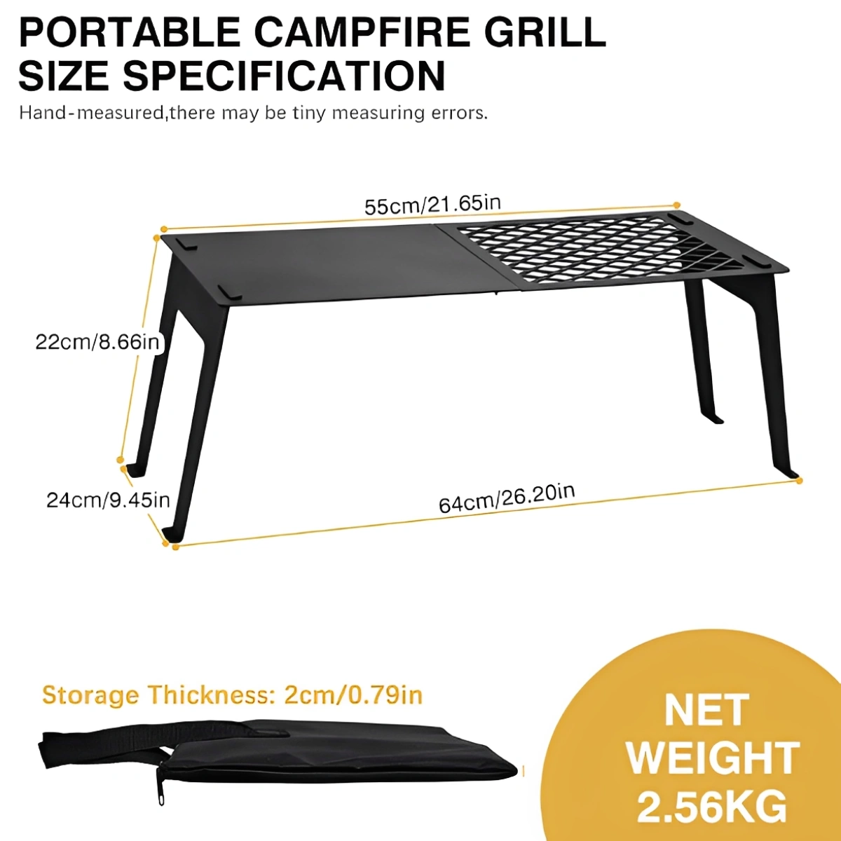 Draagbare kampvuurgrillspecificatie Draagbare kampvuurgrillspecificatie