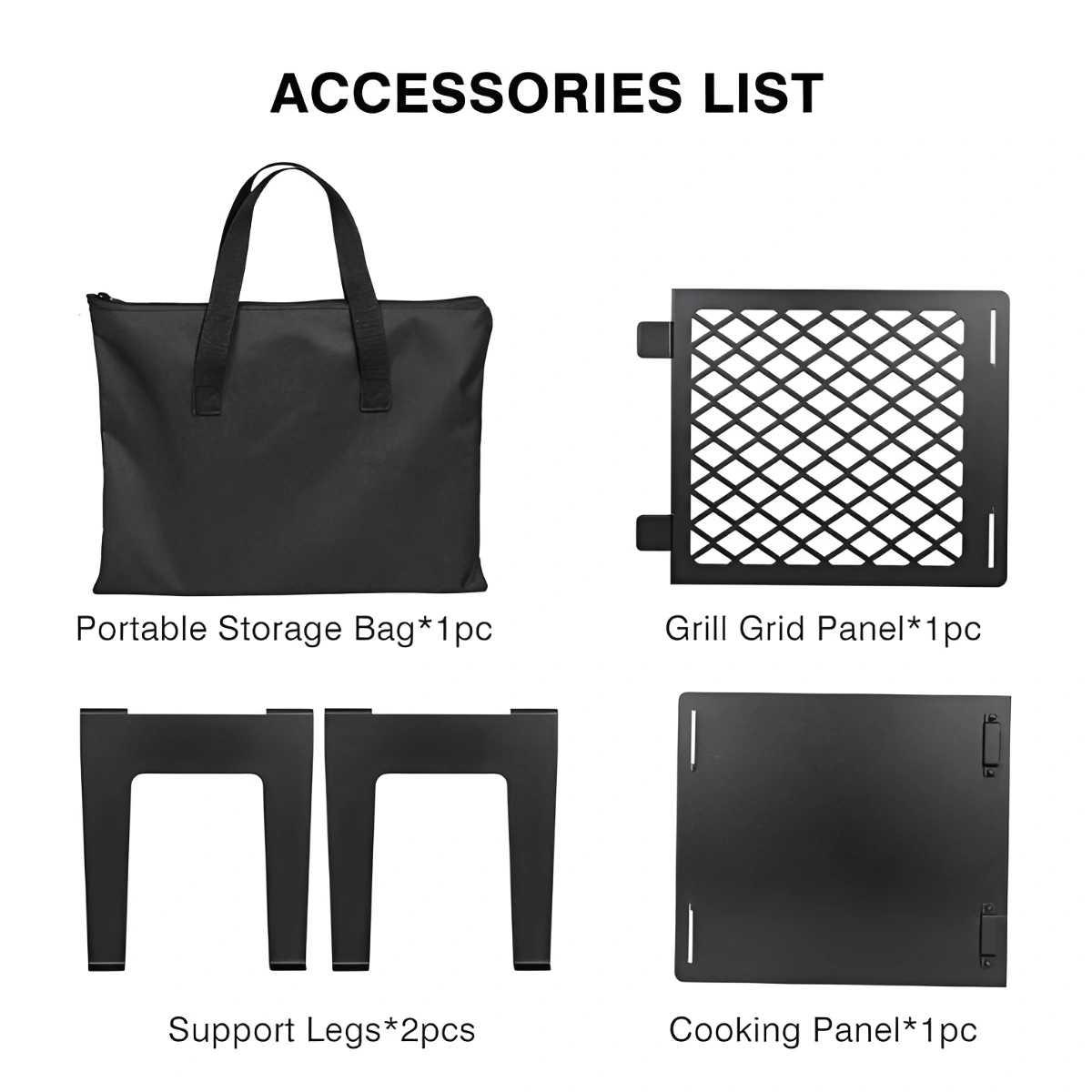 Draagbare kampvuurgrill, alle accessoires Draagbare kampvuurgrill, alle accessoires